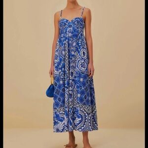Farm Rio Blue Tile Dream Dress